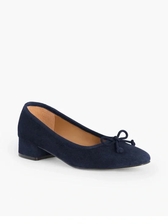 NEW TALBOTS VANESSA SUEDE BLOCK HEEL PUMPS INDIGO BLUE Classic comfy office - Picture 2 of 6